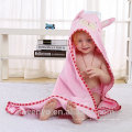 Serviette de bain bébé, 100% coton doux lapin bébé à capuche serviette bambou bébé à capuchon serviette de bain pur lapin rose visage animal